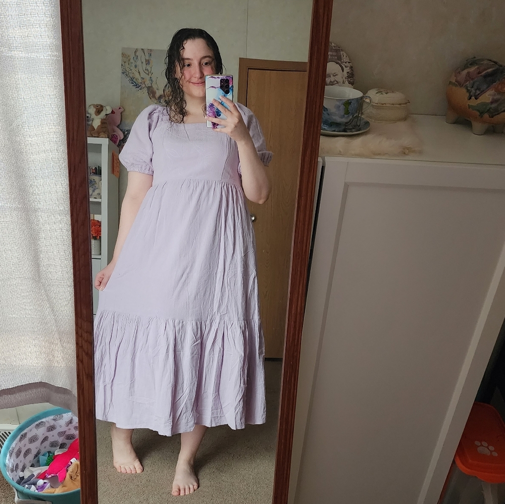 The Main Street Exchange Leia N Co New With Tags Lilac Puffed Sleeve Midi Dress